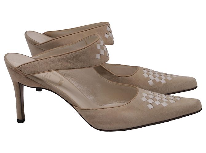 Dior Woven Sandals in Beige Suede