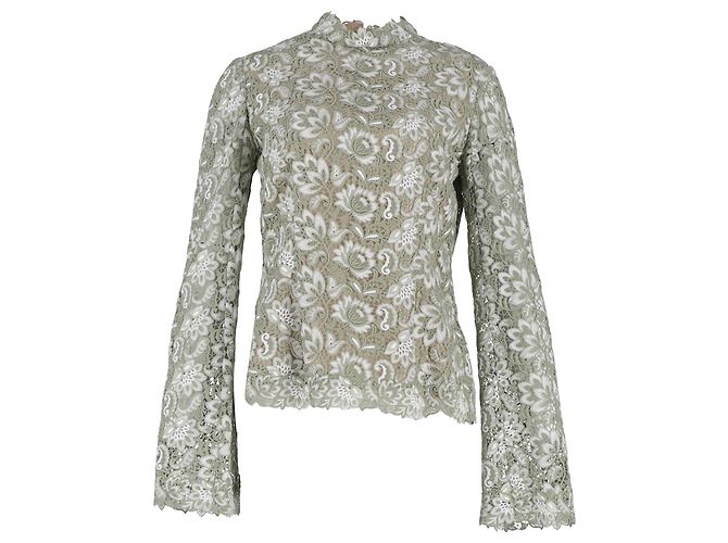 Camicetta in pizzo guipure Erdem in cotone verde