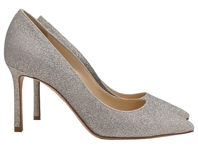 Décolleté Romy di Jimmy Choo in glitter argento Metallico