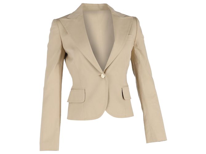 Blazer de abotoamento simples Dolce & Gabbana em algodão bege