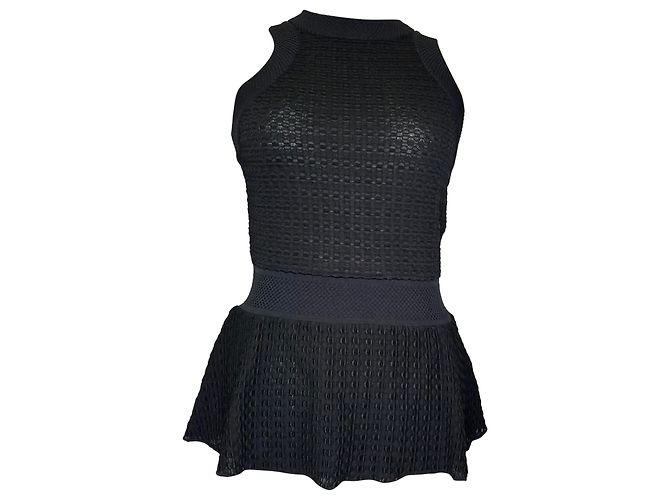 Regata Missoni com decote halter e peplum em viscose preta Preto