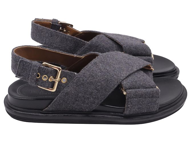 Marni Slingback-Sandalen aus grauer Wolle