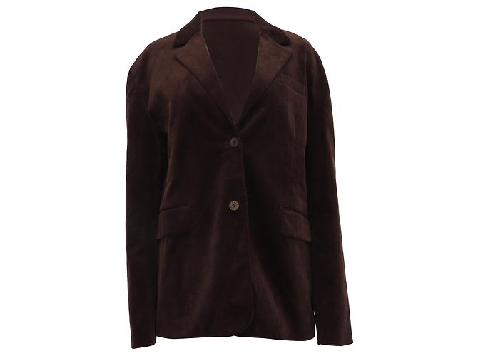 Blazer de veludo cotelê Staud Trek em algodão marrom