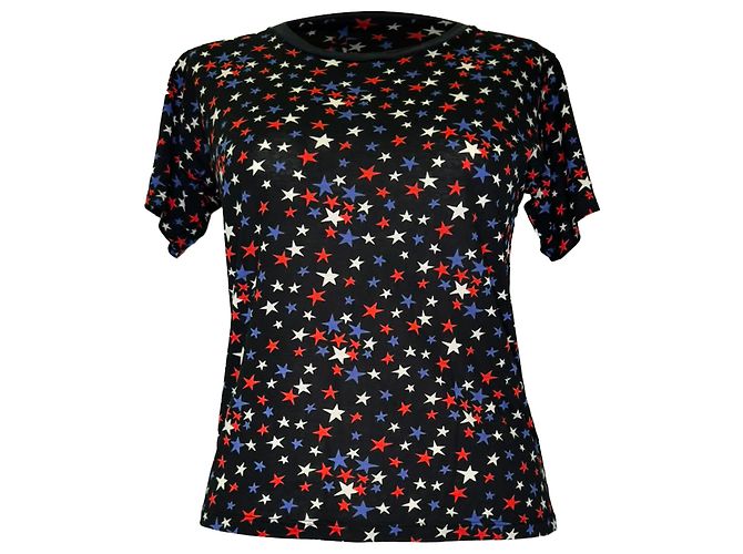 T-shirt Saint Laurent con stampa a stelle in cotone multicolore