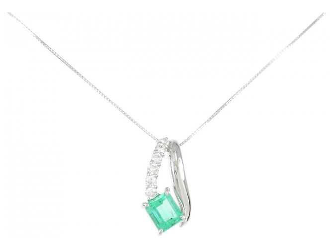 Autre Marque Au750 Smaragd-Diamant-Halskette Grün