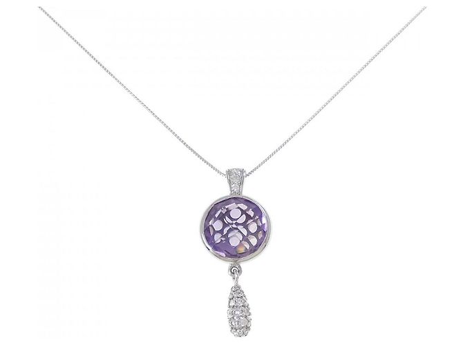 Autre Marque Amethyst-Diamant-Halskette Au750 Lila