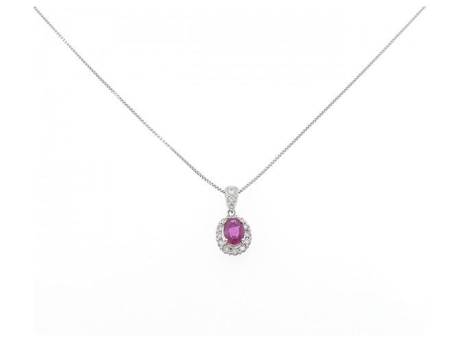 Autre Marque Collana in Rubino e Diamante Pt900 Pt850 Rosso