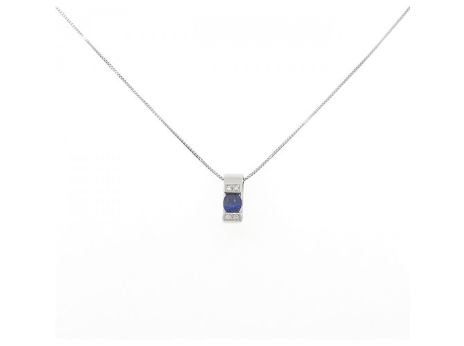 Autre Marque Collana in Zaffiro e Diamante Pt900 Pt850 Blu