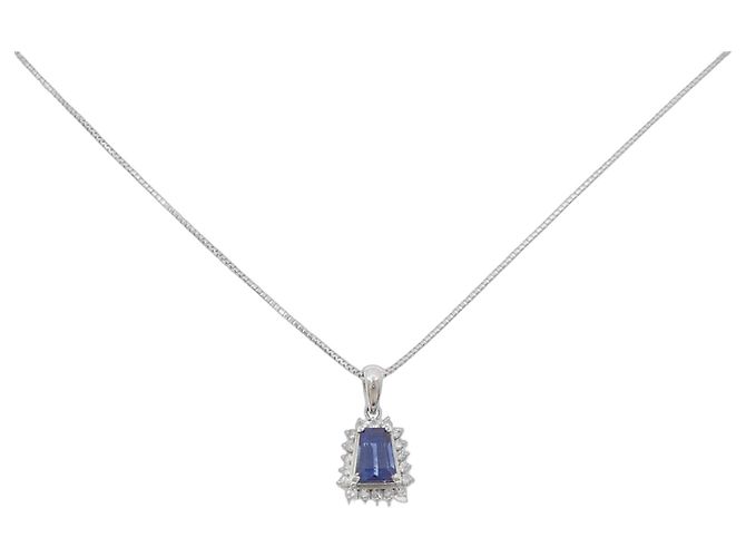 Autre Marque Saphir-Platin-Halskette Pt900 Pt850 Silber