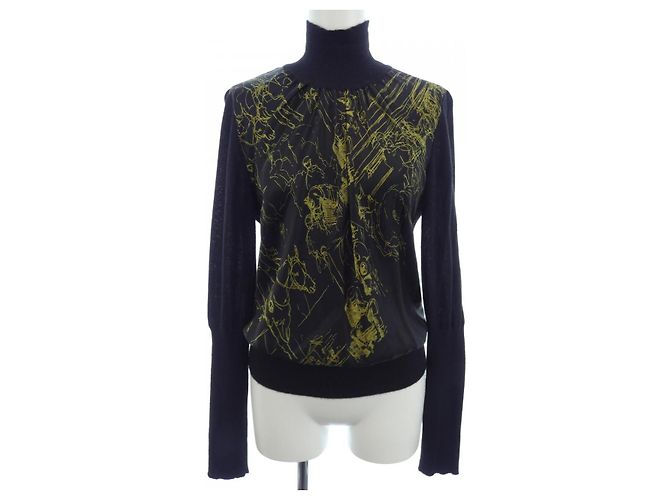 Hermès Top de seda e cashmere Hermes Preto