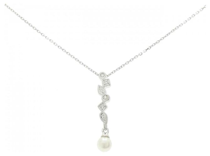 Colar Pellrita Mikimoto em ouro branco Au750 com pérolas Akoya e diamantes Prata