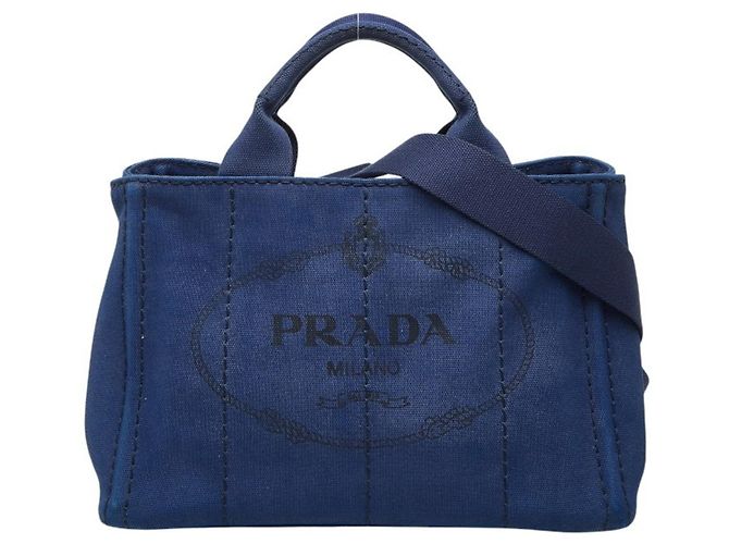 Mini sac à main Prada Canapa Bleu