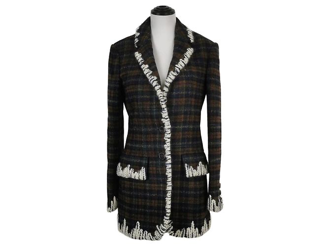 Chanel Fall 2019 RTW Plaid Tweed Jacket Brown Multiple colors Green Dark blue