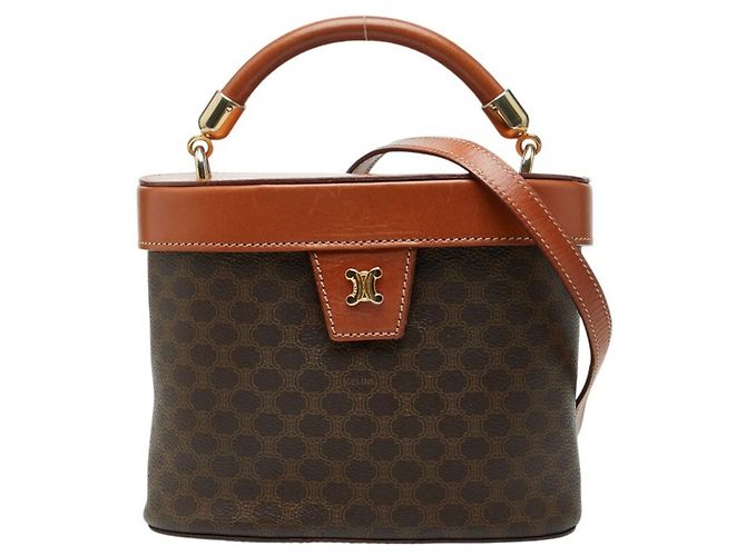 Céline Bolsa de ombro vanity Celine Macadam marrom