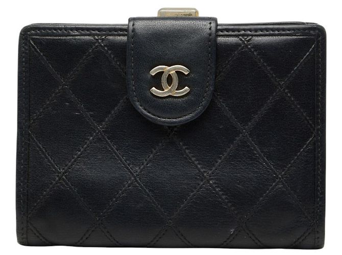 Chanel Coco Mark Bicolore Bi-fold Wallet Black