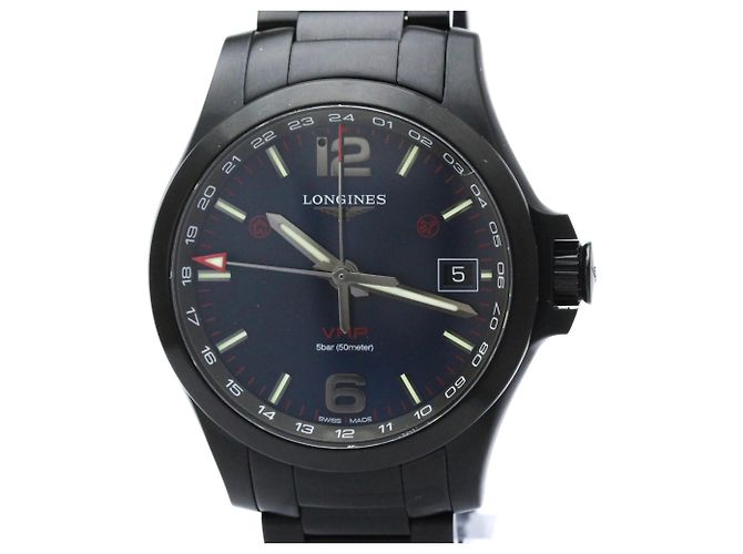 Relógio automático masculino Longines Conquest V.H.P GMT em aço