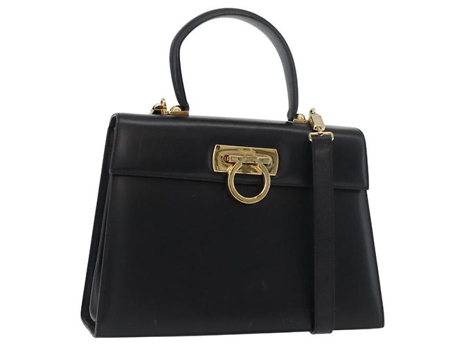 Salvatore Ferragamo Borsa in pelle con manico convertibile Nero