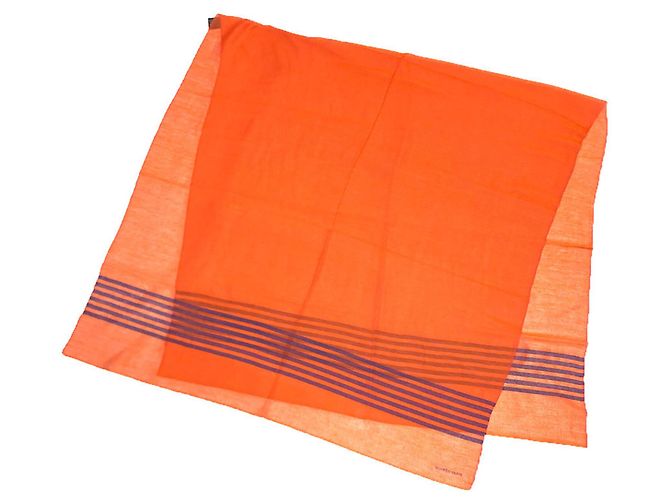 Hermès Stola in cashmere e seta con cuciture Plume Hermes Blu Arancione Cachemire