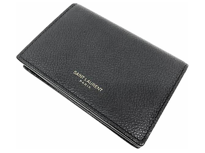 Porte-cartes en cuir noir Yves Saint Laurent 