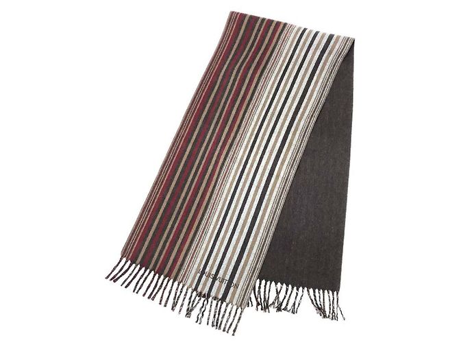 Louis Vuitton Cashmere Wool Multi-stripe Stole Brown Dark red