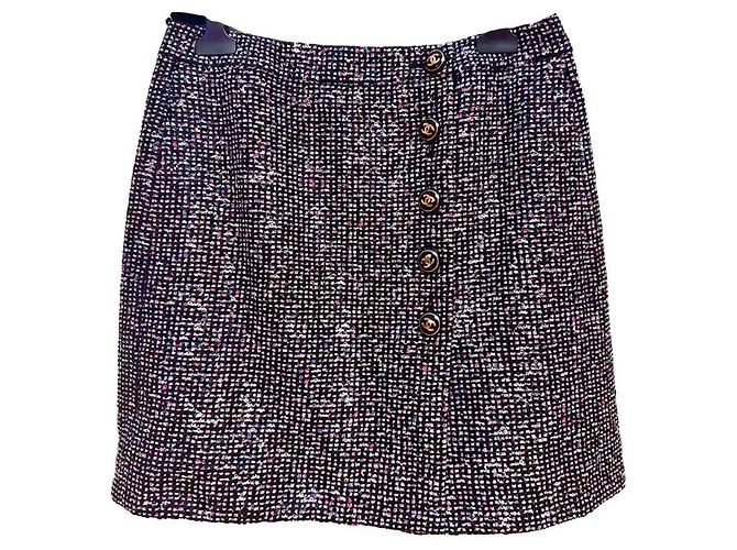 Mini gonna in tweed Chanel Nero Rosa Bianco Multicolore