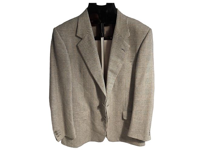 Valentino Uomo Blazer de lana a cuadros Castaño Azul Gris