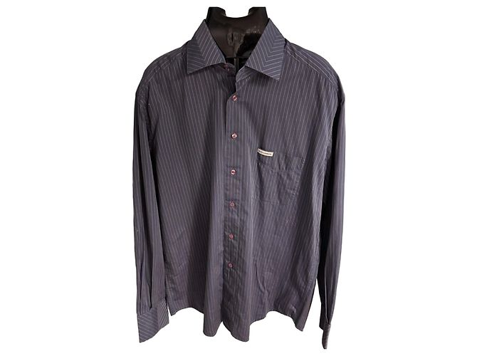 Dolce & Gabbana Camicia Uomo in Cotone a Righe Sottili Blu