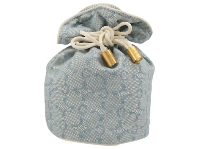 Céline CELINE C Macadam Canvas Pouch Light Blue Auth 187409A