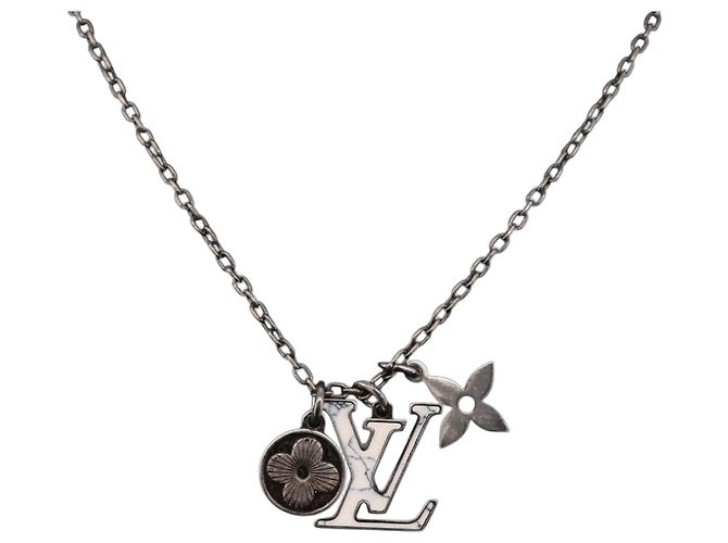 Collar de metal Silver LOUIS VUITTON M00317 LV Auth am11978A Plata