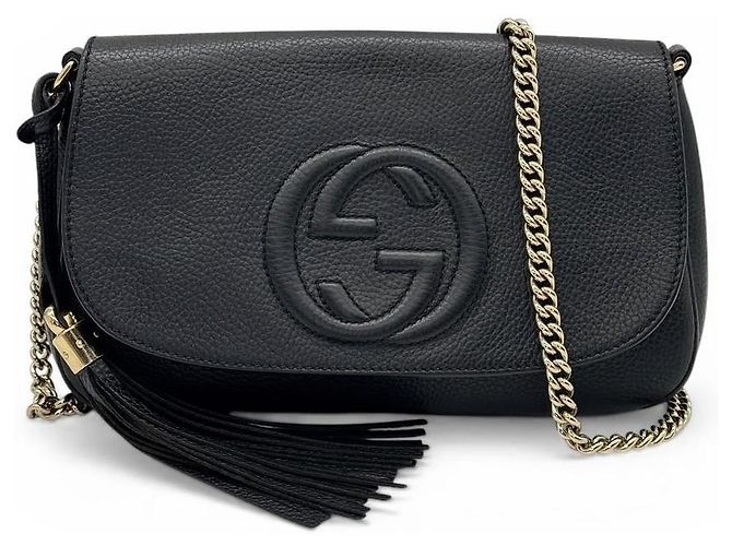 Borsa a tracolla Gucci Soho in pelle nera Nero