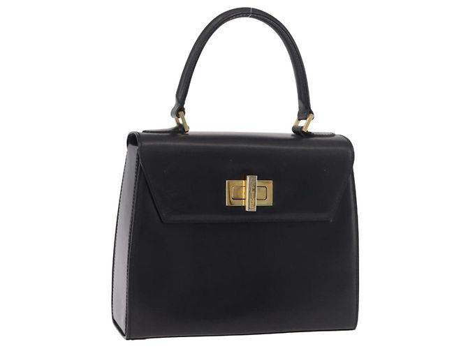 Céline Sac à main CELINE en cuir noir et or Auth 188999A