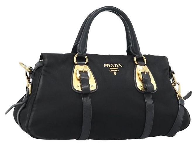 Borsa PRADA Nylon 2way Nera Oro Auth 188755A Nero D'oro
