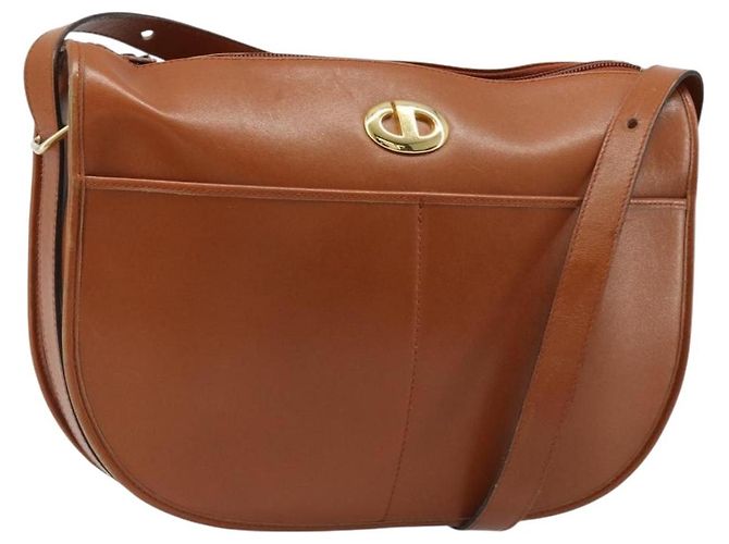 Borsa a tracolla Christian Dior in pelle marrone e oro Auth yk20599 D'oro