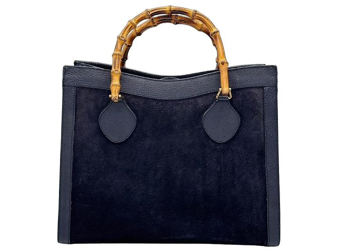 Gucci Borsa Bamboo in Pelle Blu navy
