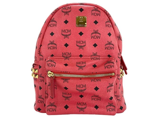 MCM Stark Side Studs Small Stud Backpack in Red