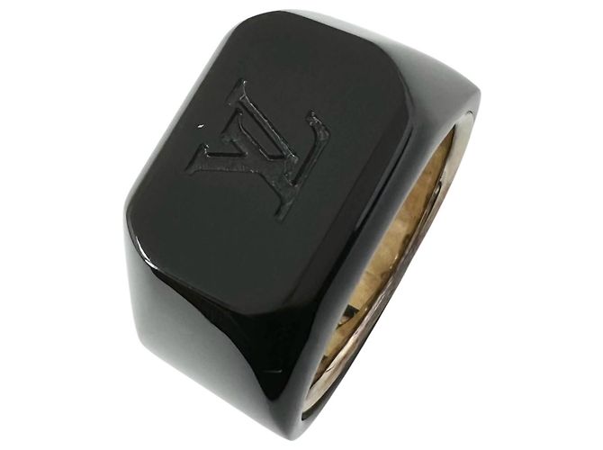 Louis Vuitton LV Logo Ring Braun Silber