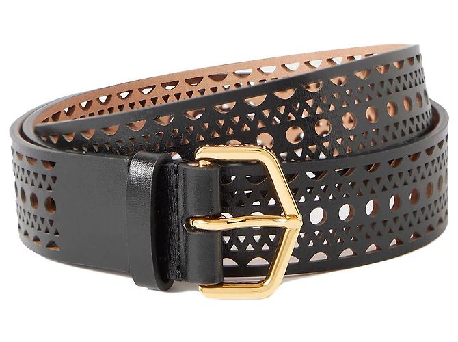 Cinto Alaïa Vienne de couro preto e dourado