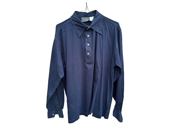 Polo a maniche lunghe Versace Classic V2 Navy Blue Blu scuro