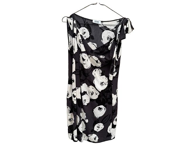 Moschino Cheap and Chic Kleid mit Blumenprint Schwarz Weiß