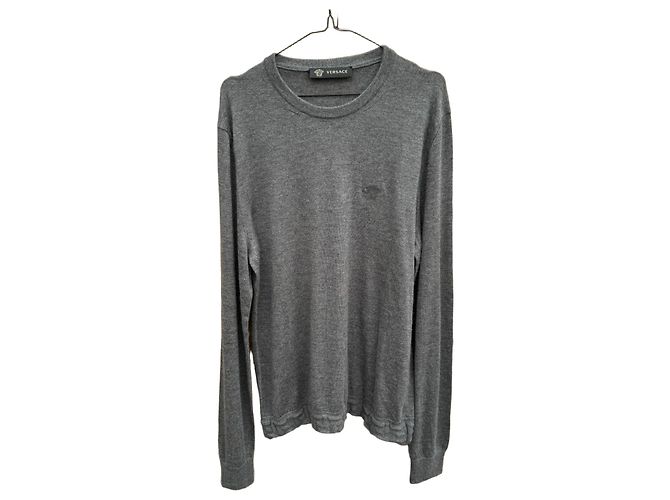 Versace Medusa Logo Crewneck Pullover Grau Herren
