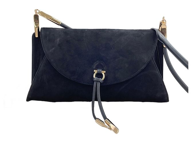 Borsa a tracolla Salvatore Ferragamo Gancini Nero