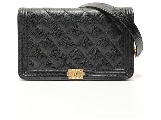 Borsa a tracolla Chanel Boy Chain Wallet Nero