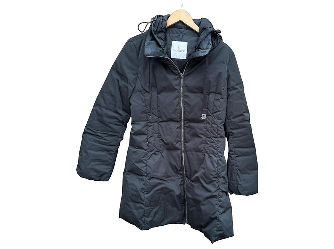 Moncler Abrigo de Plumas Negro con Capucha
