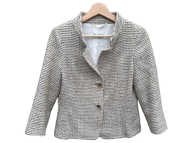 Chaqueta de tweed Max Mara Castaño Negro Blanco