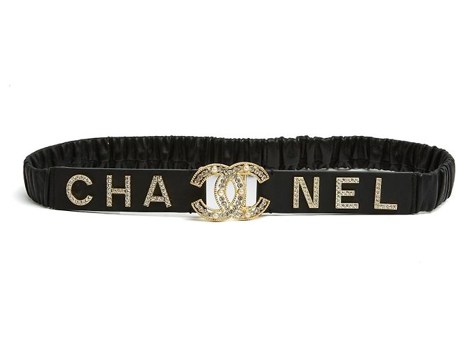 Chanel 2018 Gürtel Schwarzes Leder T75 Black Leather CC CHANEL script Belt 30 inches 