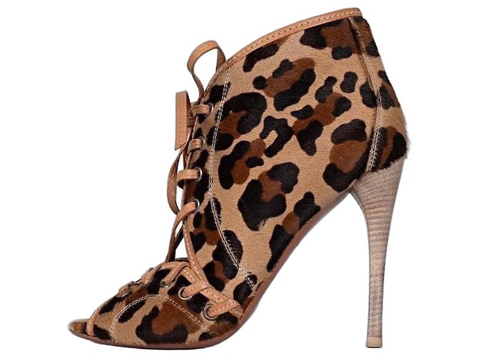 Alaïa Brown  Leather Lace-Up Ankle Boots - Size 37.5 pre-owned