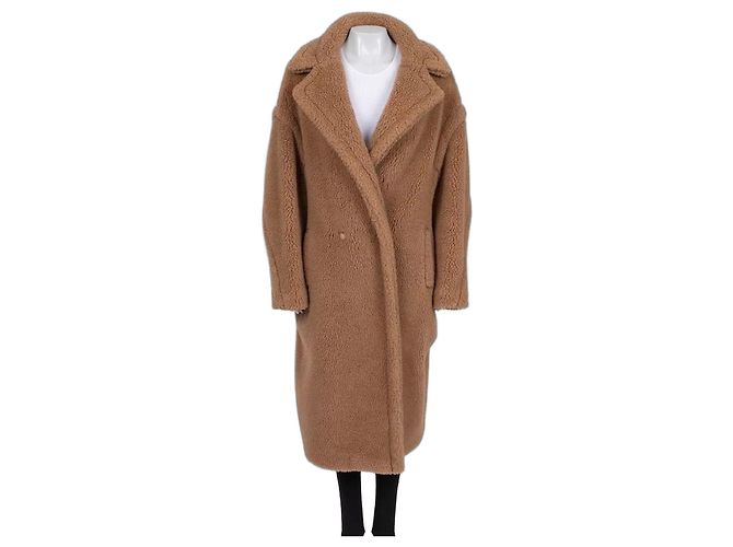 Abrigo Teddy oversize de lana y seda camel Max Mara Talla L Semiproveniente