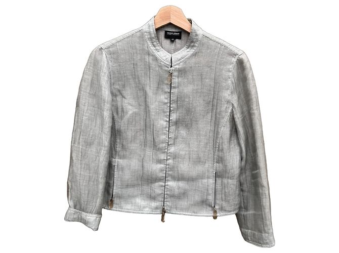 Chaqueta de lino gris claro Giorgio Armani