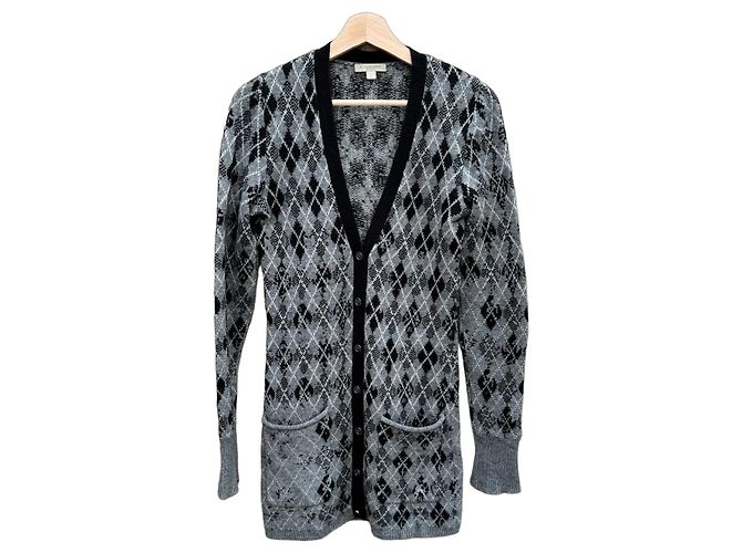 Burberry Brit Argyle Strickjacke Schwarz Grau