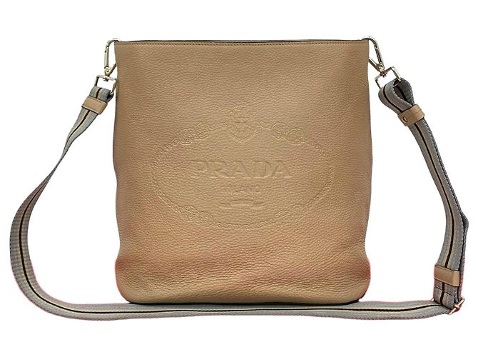 Vitello Prada Leather Shoulder Bag Beige